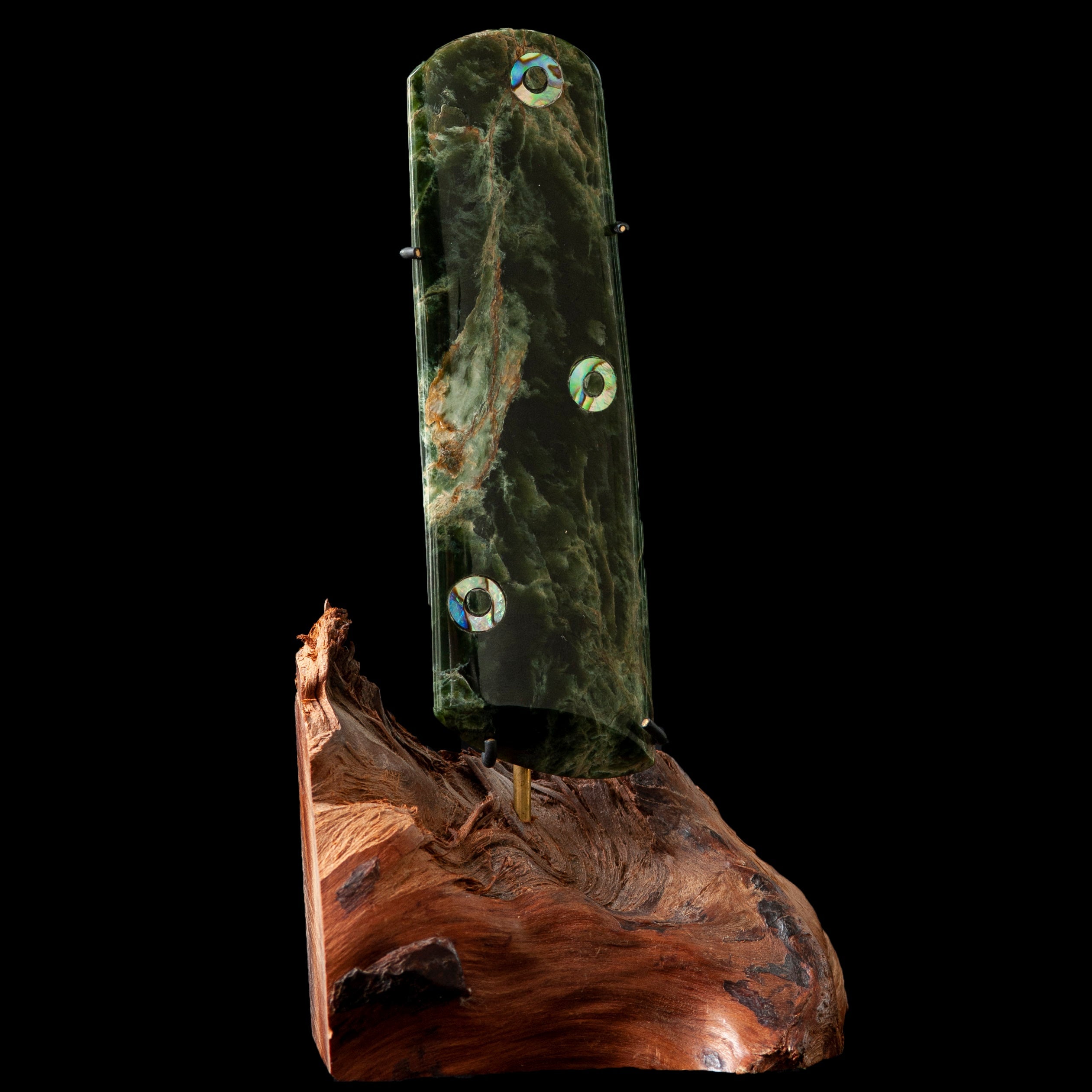 Large Jade Toki on stand with Paua inserts by Alex Sands-0