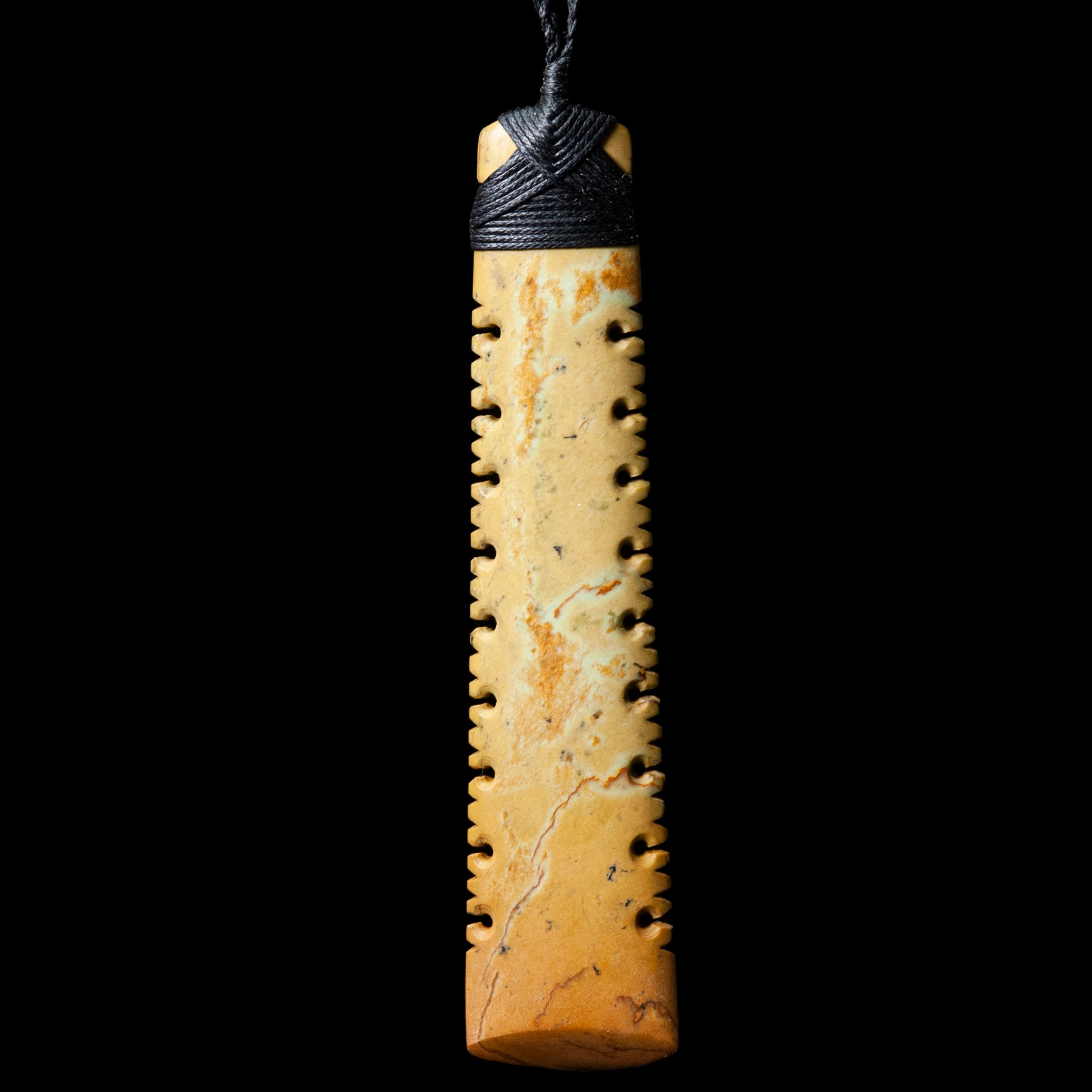 Knotched Pounamu Hei Toki, handcrafted pendant-0